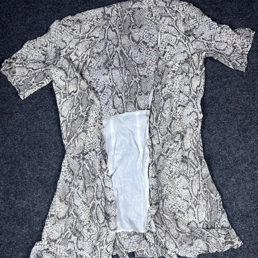 Reformation Dress Monica Wrap Snakeskin Animal Print Womens Small Lined Mini - Picture 4 of 6